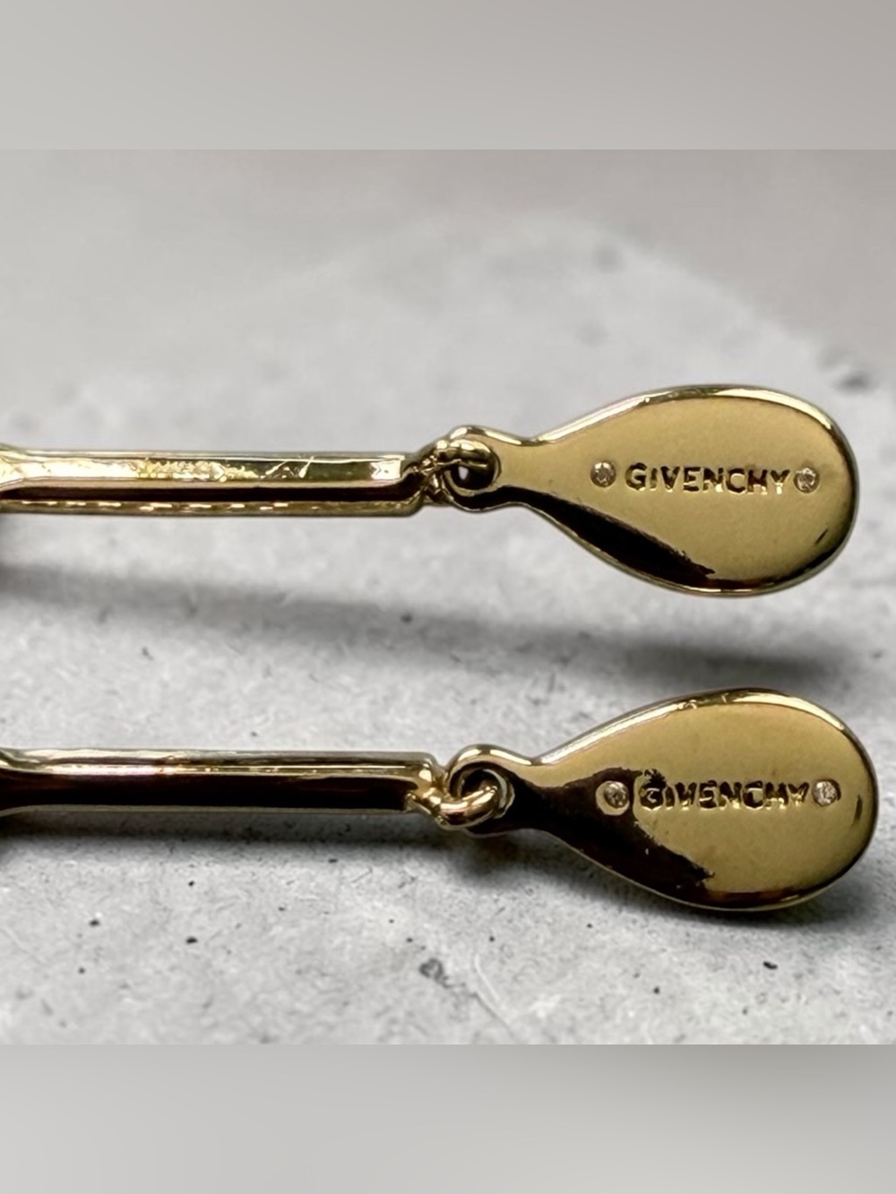 Givenchy Long Gold-Plated Drop Teardrop Crystal Leverback Earrings - Picture 3 of 6